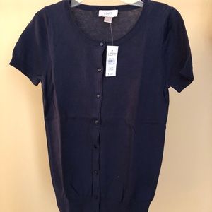 Loft Navy short sleeve cardigan, size XS